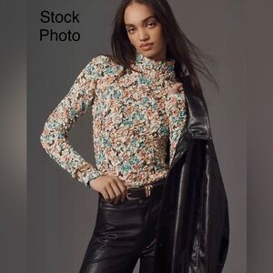 Dolan Left Coast Anthropologie Women’s Floral Popcorn Pebble Smocked Top XL #687